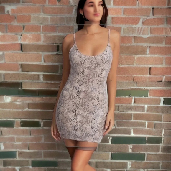 Meshki Snake Skin Print Mini  Dress Size Medium - Picture 1 of 14